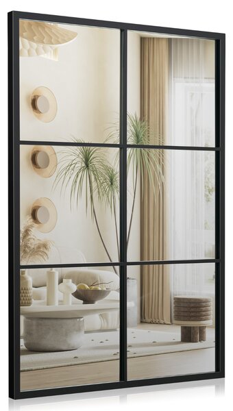 Costway Specchio da parete 3 strati con cornice in metallo, Specchio decorativo d'accento per sala da pranzo soggiorno ingresso Nero