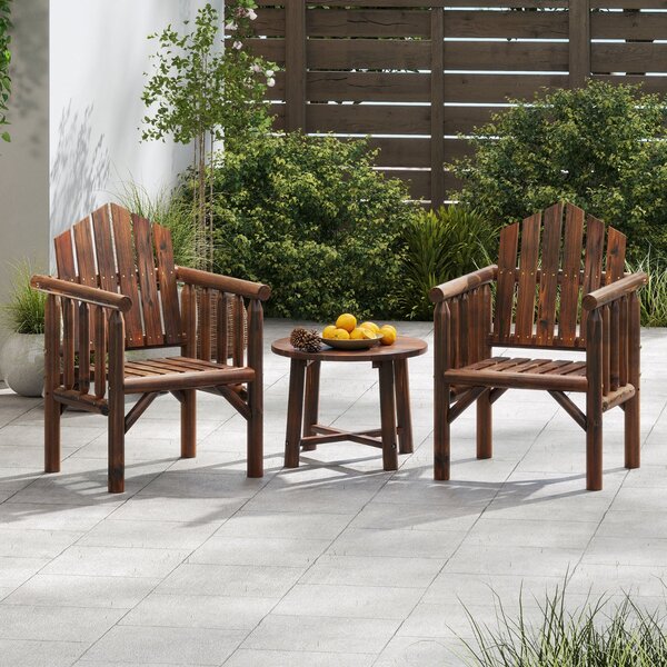 Costway Sedia da pranzo per patio con braccioli e schienale alto inclinato per veranda, Poltrona da esterno in legno cortile giardino Marrone