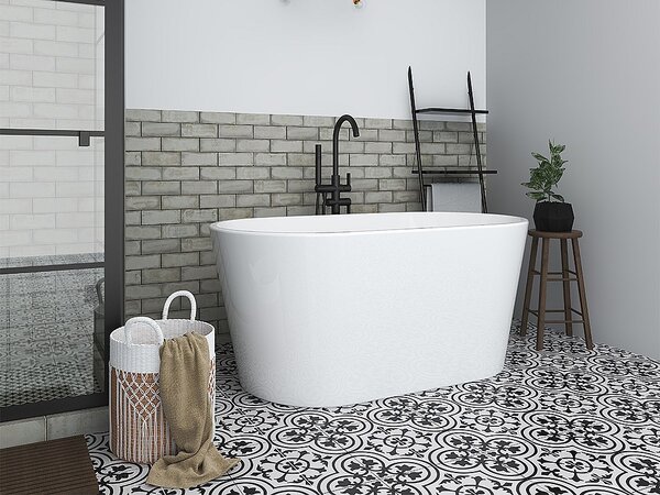 Vasca da bagno freestanding ovale - L130 x H58 x P71 cm - Acrilico - Bianco - 180 L - APOGON