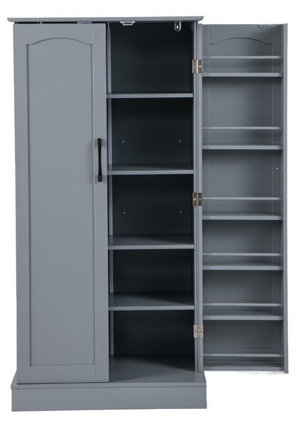 Costway Mobile da cucina con 2 ante e dispositivi anti-ribaltamento contenitore, Mobile credenza per soggiorno Grigio