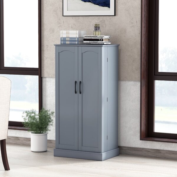 Costway Mobile da cucina con 2 ante e dispositivi anti-ribaltamento contenitore, Mobile credenza per soggiorno Grigio