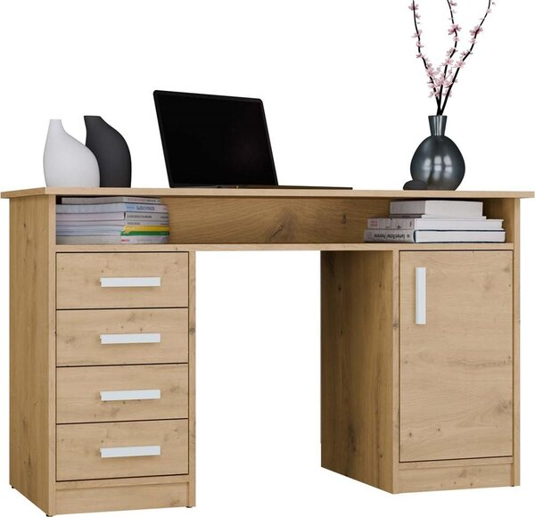 Scrivania, rovere artigianale, 125 x 75 x 55 cm