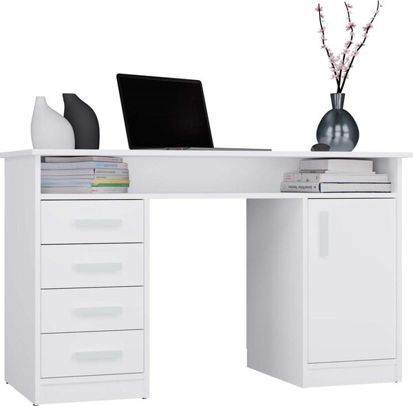 Scrivania, bianca, 125 x 75 x 55 cm. Dimensioni: 125 x 75 x 55 cm