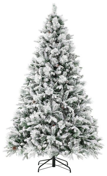 Costway Albero di natale artificiale con rametti di PE PVC luci LED 8 modalità di illuminazione, Albero decorativo da 210cm
