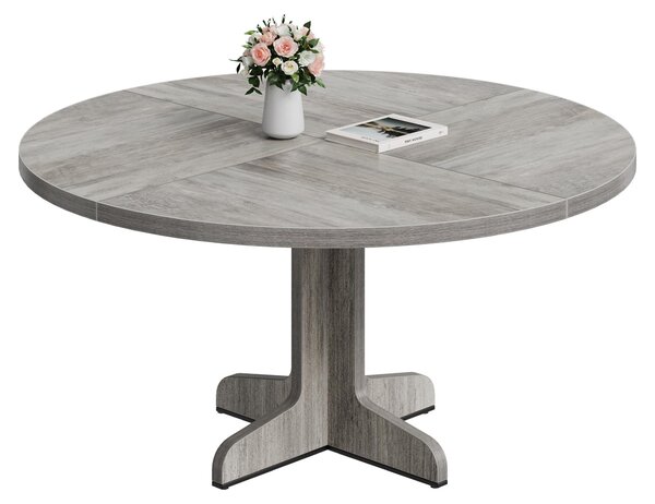 Tavolo rotondo da pranzo, diametro 120 cm, per 4-6 persone, tavolo da cucina con gambe sagomate, colore grigio