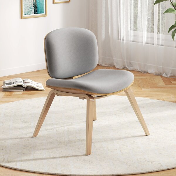 Costway Sedia laterale imbottita con schienale curvo e sedile imbottito per cucina, Sedia moderna senza braccioli salvaspazio Grigio chiaro