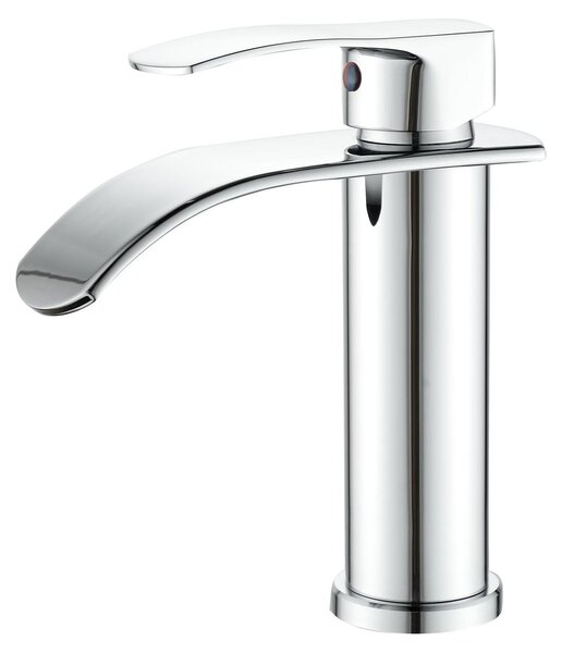 Rubinetto da bagno moderno, cromato, con una sola leva, valvola in Vetroceramica, completo di materiale di montaggio, adatto per acqua fredda/calda, rubinetto per lavabo