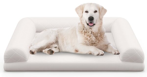Costway Letto per cani in schiuma con bordi a 3 lati copertura rimovibile e lavabile, Cuccia per cani di taglia media e piccola Beige