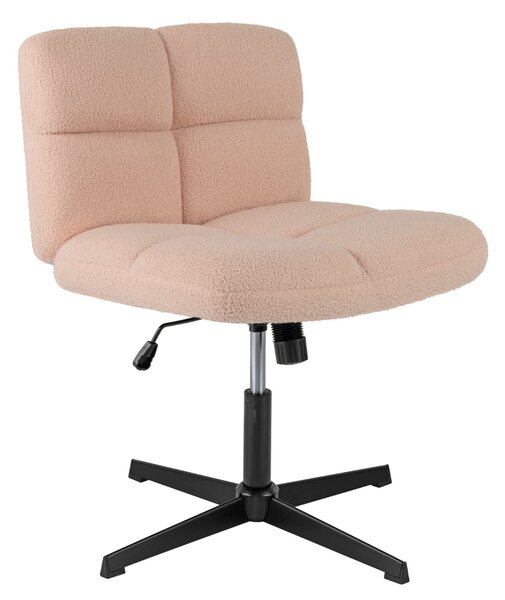 Costway Sedia da ufficio a gambe incrociate con altezza regolabile rotazione a 360°, Sedia da ufficio senza braccioli da lavoro per studio Rosa