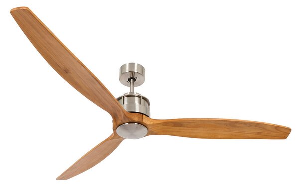 Ventilatore da soffitto Airfusion Akmani, silenzioso, teak/cromo - Beacon Beacon Lighting, Akmani, Legno, Soggiorno, Legno, Moderno