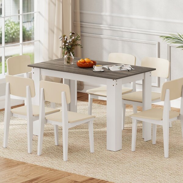 Costway Tavolo rettangolare in legno da cucina moderno in stile rustico, Tavolo da pranzo 120 CM per angolo colazione Bianco