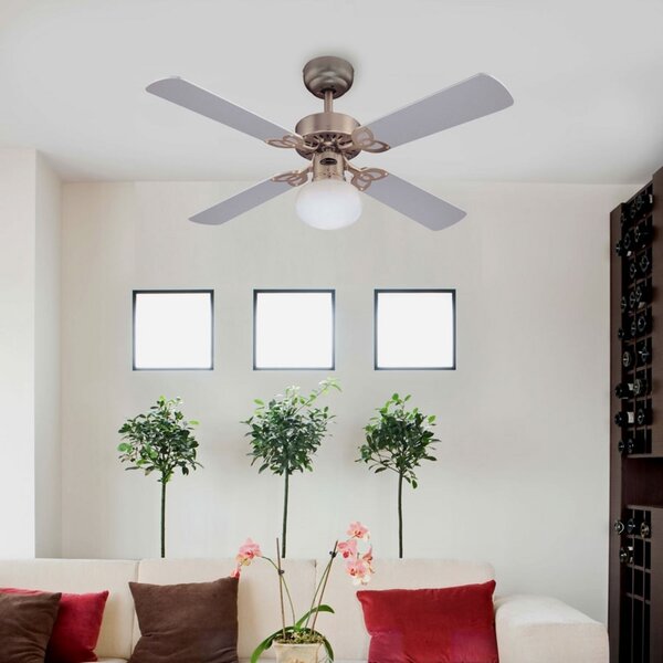 Ventilatore da soffitto con luce Vegas in alluminio e legno, silenzioso, Westinghouse, VEGAS, Legno, Soggiorno, Legno, Moderno