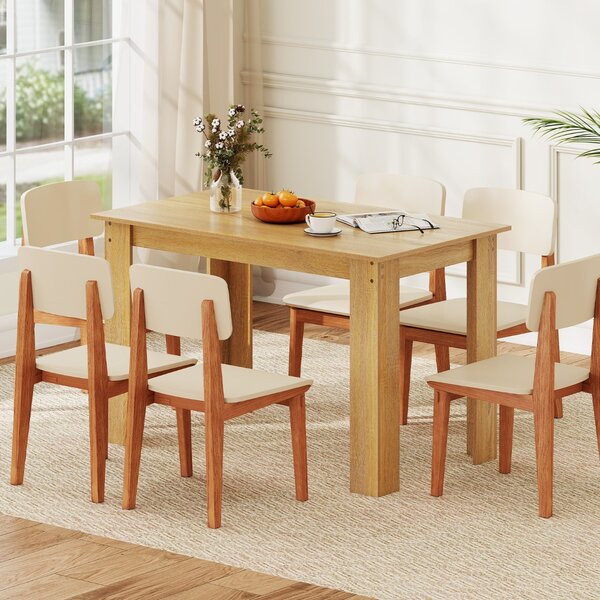 Costway Tavolo rettangolare in legno da cucina moderno in stile rustico, Tavolo da pranzo 120 CM per angolo colazione Naturale