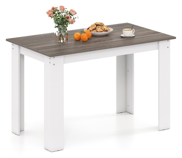 Costway Tavolo rettangolare in legno da cucina moderno in stile rustico, Tavolo da pranzo 120 CM per angolo colazione Bianco