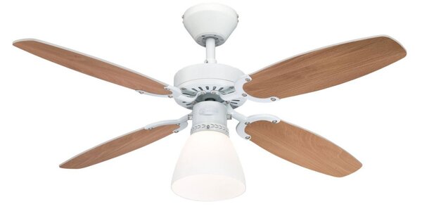 Ventilatore da soffitto Capitol con luce, bianco-faggio - Westinghouse Westinghouse, Capitol, Bianco, Soggiorno, Legno, Moderno