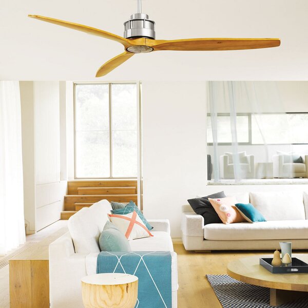 Ventilatore da soffitto Airfusion Akmani, silenzioso, teak/cromo - Beacon Beacon Lighting, Akmani, Legno, Soggiorno, Legno, Moderno