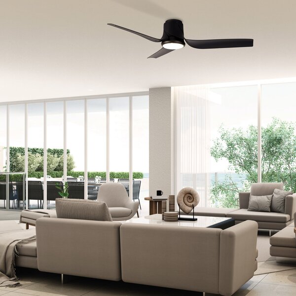 Ventilatore da soffitto LED Ushuaia, nero, DC silenzioso CCT - Mantra Mantra Iluminación, Ushuaia, dimmerabile, Nero, Soggiorno, Plastica, Moderno