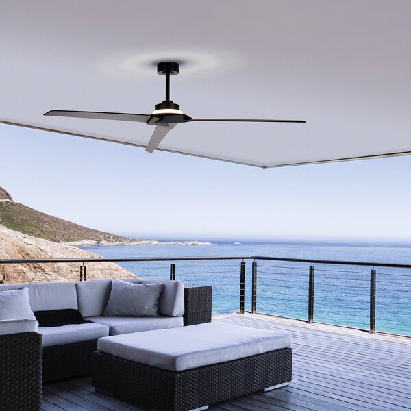 Ventilatore da soffitto LED Brisa nero/legno DC silenzioso - Mantra Mantra Iluminación, Brisa, dimmerabile, Nero, Bagno, Legno, Moderno