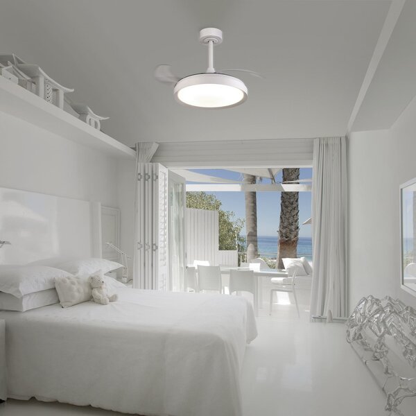 Ventilatore da soffitto Mistral Mini LED bianco DC silenzioso CCT - Mantra Mantra Iluminación, Mistral Mini, dimmerabile, Bianco, Soggiorno, Plastica, Moderno