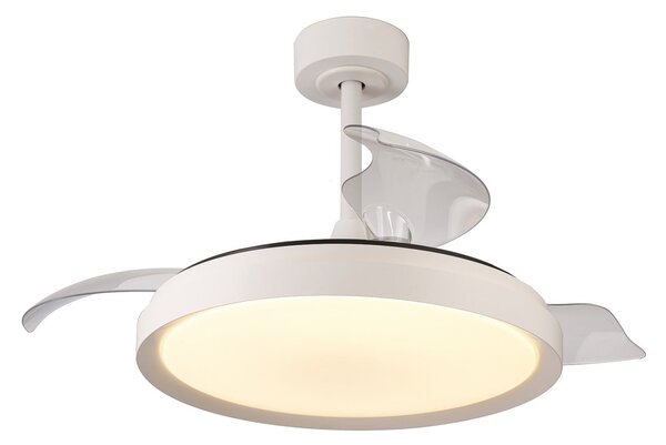 Ventilatore da soffitto LED Mistral, bianco, silenzioso a corrente continua, Mantra Iluminación, Mistral, dimmerabile, Bianco, Soggiorno, Plastica, Moderno