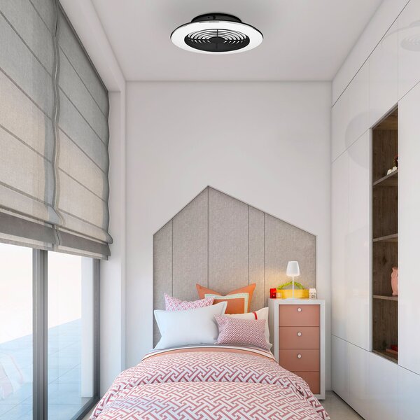 Ventilatore da soffitto LED Alisio Mini, nero, Ø 52,5 cm - Mantra Mantra Iluminación, Alisio mini, dimmerabile, Nero, Soggiorno, Metallo, Moderno