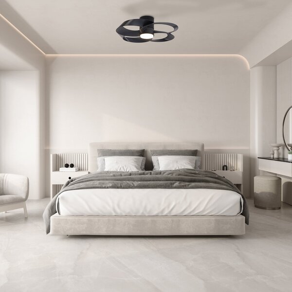 Ventilatore da soffitto LED Rose, nero, DC, silenzioso, CCT - Mantra Mantra Iluminación, Rose, dimmerabile, Nero, Soggiorno, Plastica, Moderno