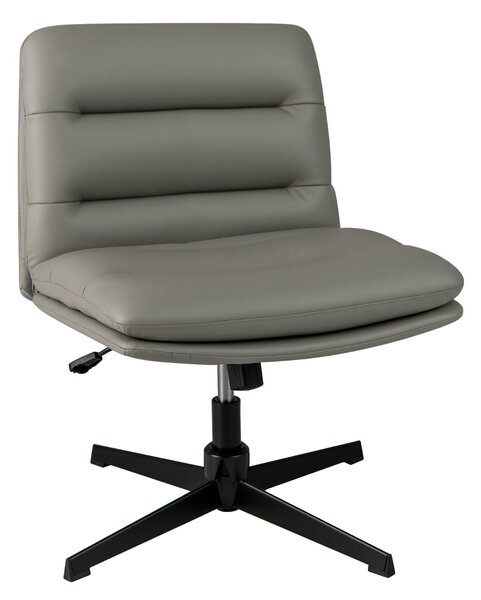 Costway Sedia per ufficio con sedile e schienale confortevoli, Poltrona in pelle sintetica senza braccioli con base ad incrocio Grigio