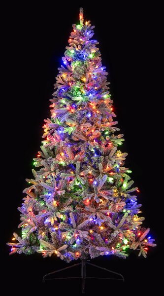 Costway Albero di natale pre-illuminato innevato con 652 punte di rami in PE e PVC, Albero di natale artificiale metà 180 cm Verde