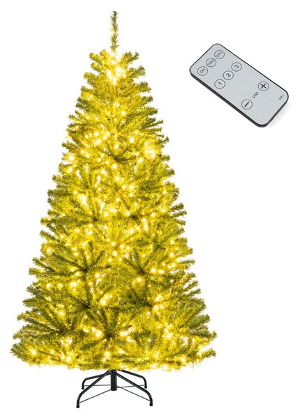 Costway Albero natalizio con 700 luci LED modalità e luminosità regolabili, 180cm albero di natale artificiale pre-illuminato Verde