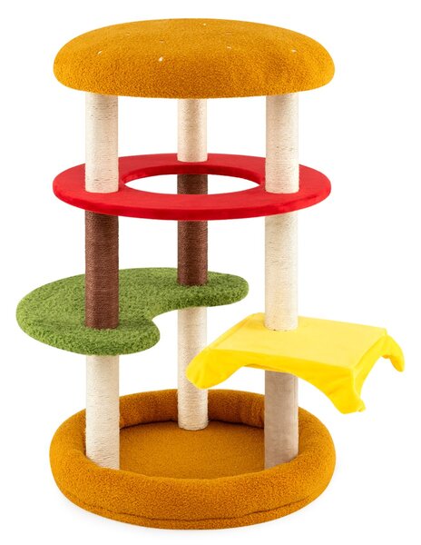 Costway Torre multi-livello per gatti con trespolo imbottito tiragraffi di sisal, Albero per gatti 106 cm per animali domestici Verde
