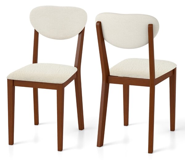 Costway Sedie moderne senza braccioli con gambe in legno di gomma, Set da 2 sedie da pranzo per soggiorno ristorante Noce