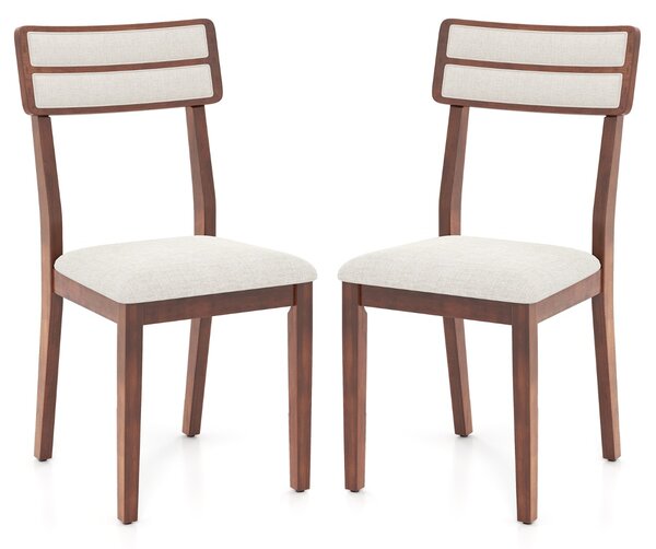 Costway Sedie imbottite senza braccioli con schienale inclinato di gomma, Set di sedie da pranzo moderne da 2 Noce