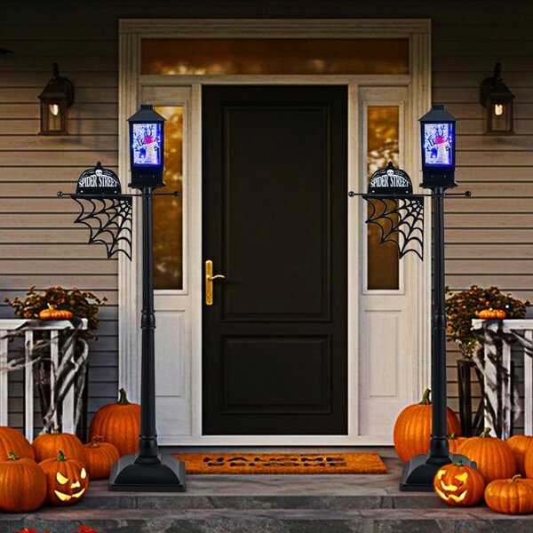 Costway Lampione da interno attivato dal suono con luci LED a 6 colori, Palo della lampada di halloween alto 155 cm Nero