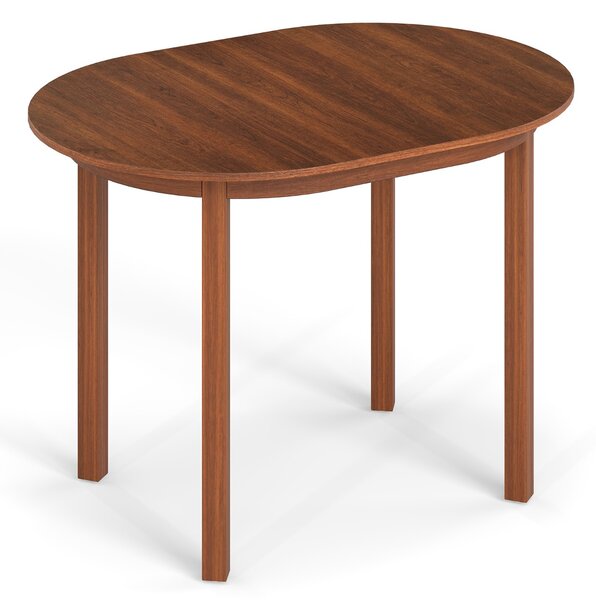 Costway Tavolo da cucina ovale con gambe in legno di caucciù per soggiorno, Tavolo da pranzo in legno per 2-4 persone Noce