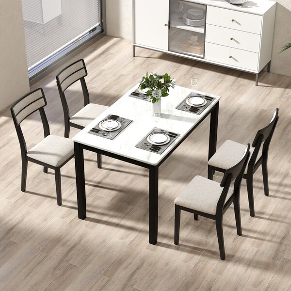 Costway Sedie imbottite senza braccioli con schienale inclinato di gomma, Set di sedie da pranzo moderne da 2 Nero