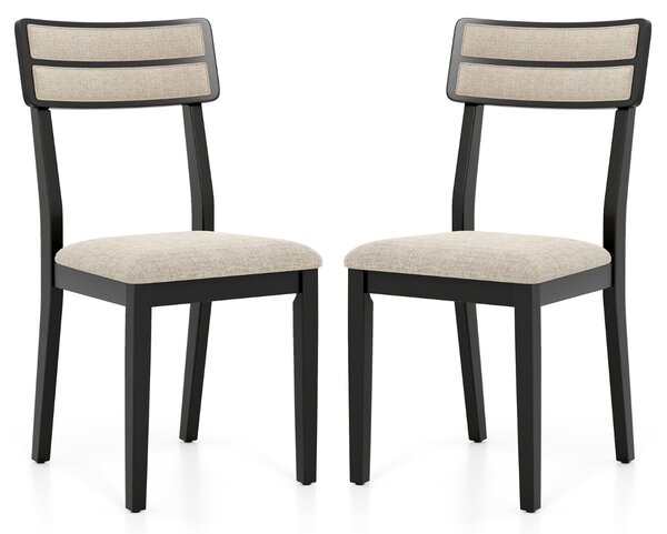 Costway Sedie imbottite senza braccioli con schienale inclinato di gomma, Set di sedie da pranzo moderne da 2 Nero