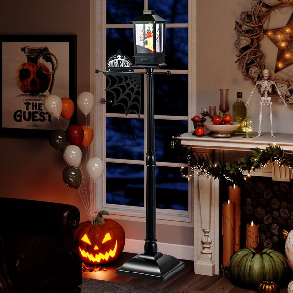 Costway Lampione da interno attivato dal suono con luci LED a 6 colori, Palo della lampada di halloween alto 155 cm Nero