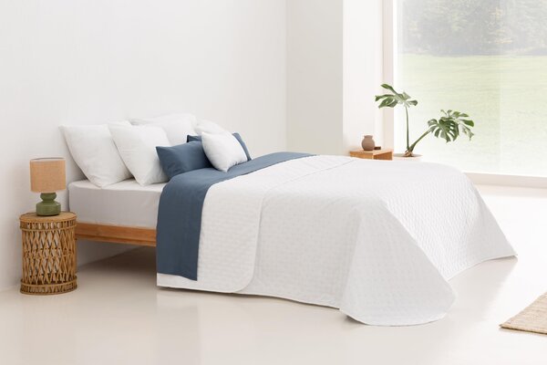 Elzusha - Plaid per letto elegante con motivo a stelle, 180x260 cm, bianco