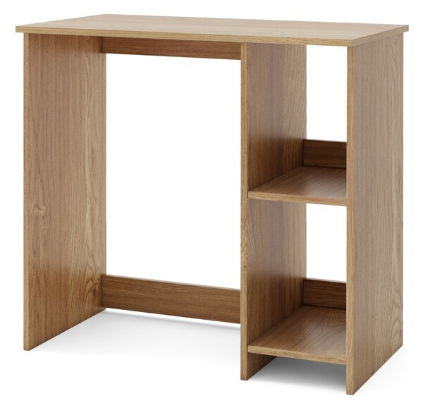 Costway Scrivania salvaspazio da casa e ufficio 80x40x74cm per ambienti piccoli, Scrivania per computer con 2 ripiani Naturale