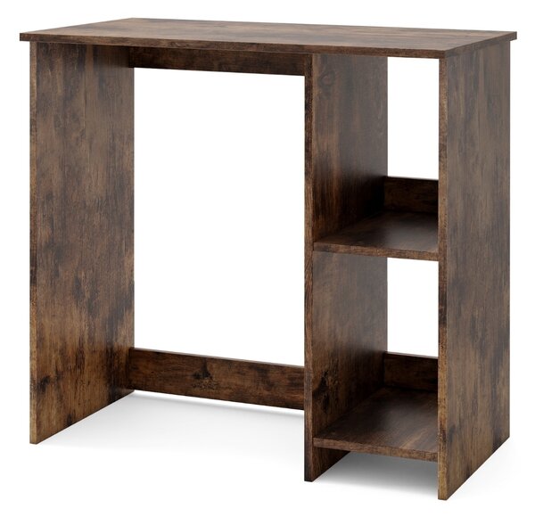 Costway Scrivania salvaspazio da casa e ufficio 80x40x74cm per ambienti piccoli, Scrivania per computer con 2 ripiani Marrone