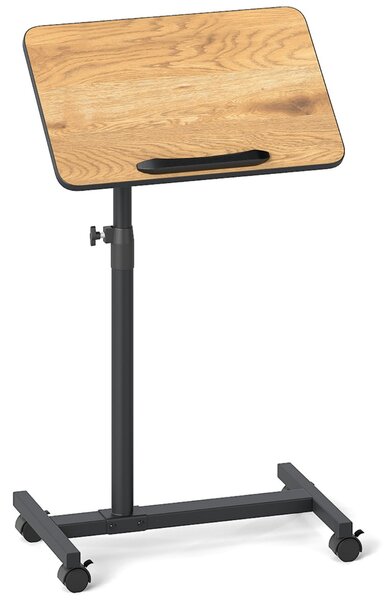 Costway Tavolo laterale regolabile con altezza regolabile e piano inclinabile, Tavolino con ruote per soggiorno e camera da letto Marrone