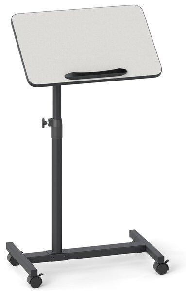 Costway Tavolo laterale regolabile con altezza regolabile e piano inclinabile, Tavolino con ruote per soggiorno e camera da letto Grigio
