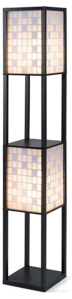 Costway Lampada da terra paralumi decorati e interruttore a pedale con 2 ripiani, Lampada da terra per soggiorno camera da letto Quadro