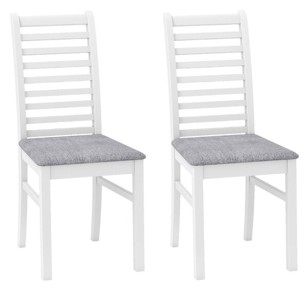 Costway Sedie da cucina con schienale alto e curvato, Seduta imbottita e gambe in legno di gomma Bianco