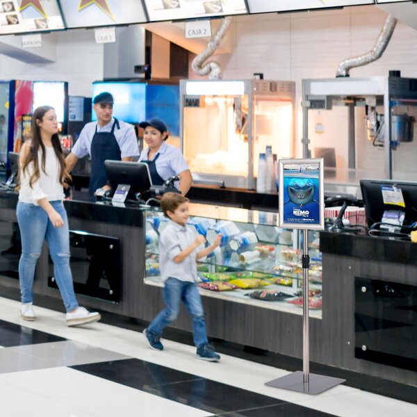 Costway A4 supporti da piedistallo autoportante poster stand in metallo girevole, Supporti da piedistallo regolabile 73-123cm set da 2 Argento