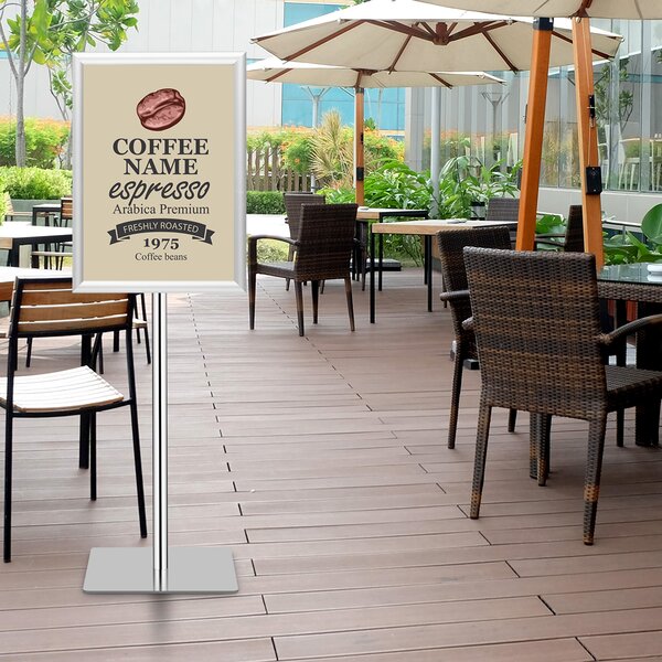 Costway A3 Espositore da terra autoportante poster stand girevole e regolabile 78,5-123cm in metallo, Set da 2 Argento
