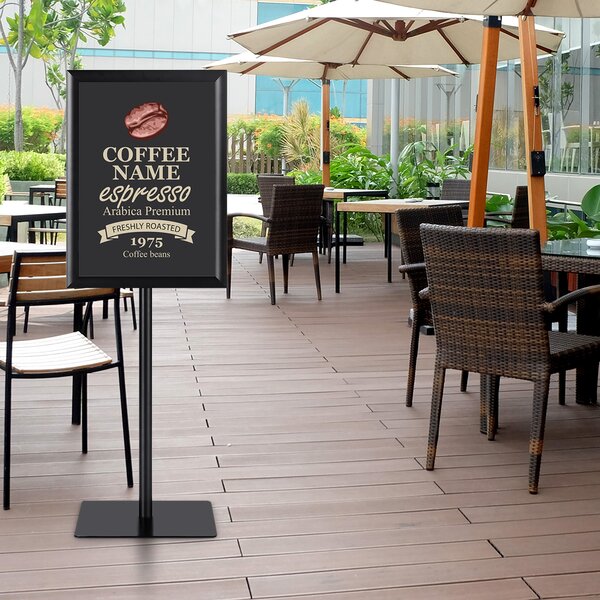 Costway A3 Espositore da terra autoportante poster stand girevole e regolabile 78,5-123cm in metallo, Set da 2 Nero