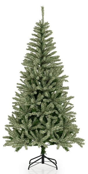 Costway Albero di natale pieghevole con 692 rami e base in metallo pieghevole, Albero di natale artificiale luminoso al buio da 180 cm Verde