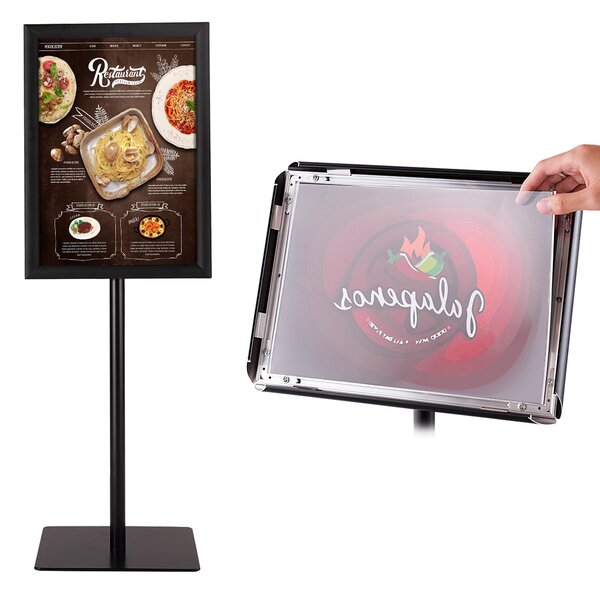 Costway A3 Espositore da terra autoportante poster stand girevole e regolabile 78,5-123cm in metallo, Set da 2 Nero