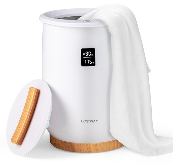 Costway Scaldasalviette bagno con portadischi profumati e spegnimento automatico, Scalda asciugamani riscaldato 20L con display LED Bianco